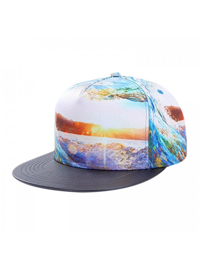 So'each 3d Galaxy Starry Ocean Print Pu Flatbill Visor Snapback Cap Baseball Hat - CL12E6126TN