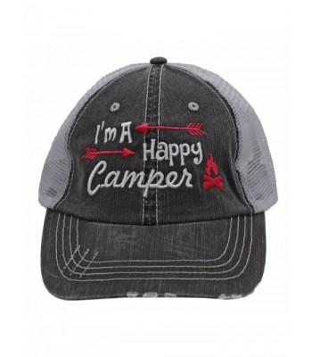 Hot Pink I'm am A Happy Camper Women Embroidered Trucker Style Cap Hat Rocks any Outfit - C91838UK5SM