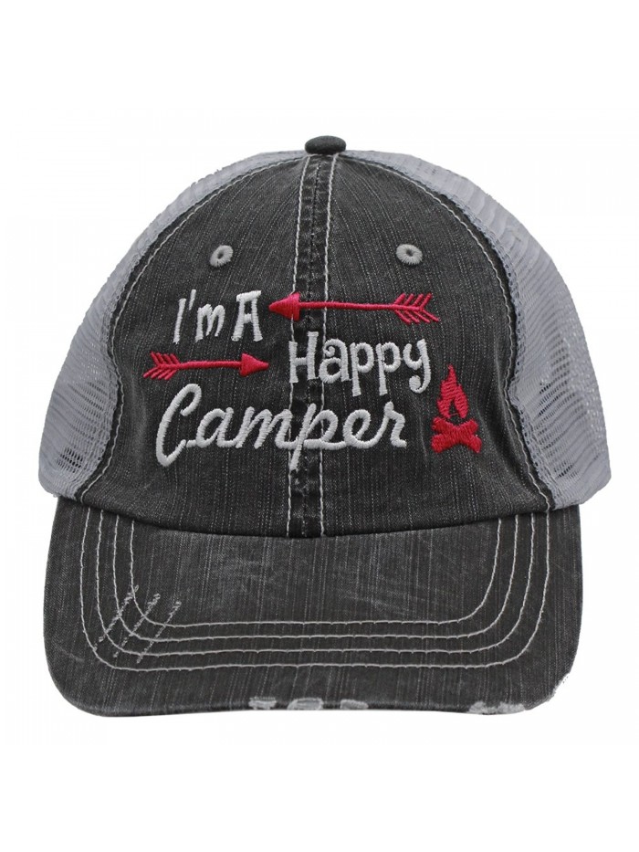 Hot Pink I'm am A Happy Camper Women Embroidered Trucker Style Cap Hat Rocks any Outfit - C91838UK5SM