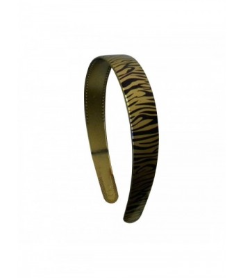 Gold 1 Inch Wide Plastic Headband with Zebra Strokes Hair band for Women and Girls - Gold - CA11QXR8WFB