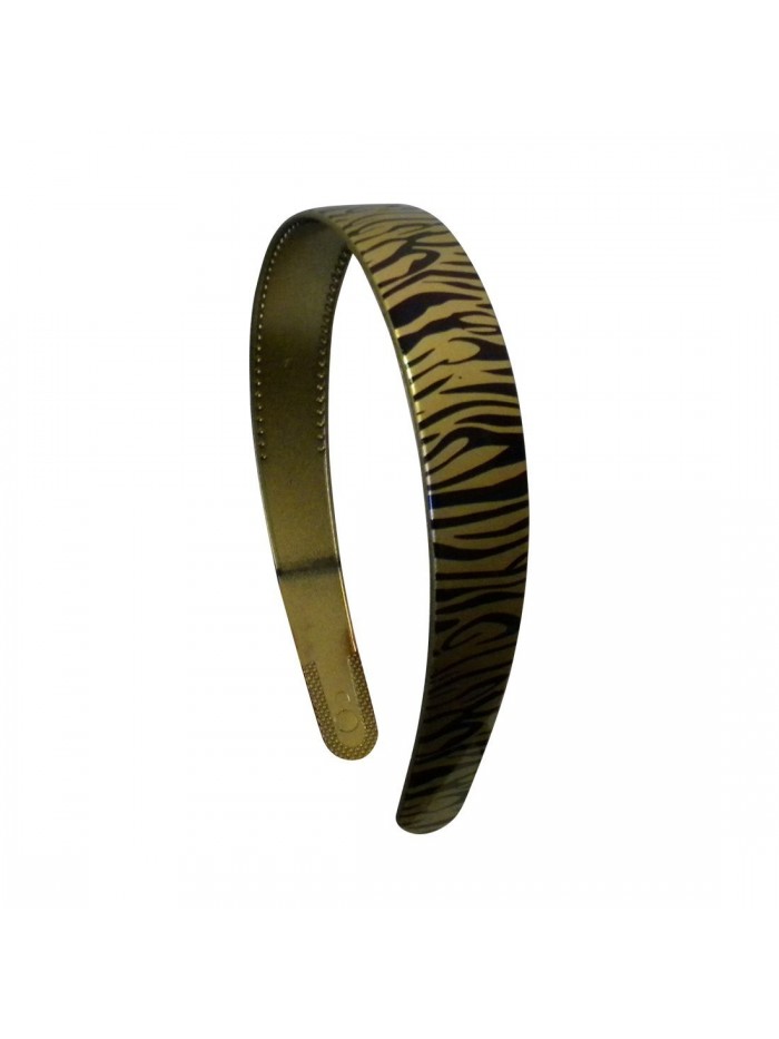 Gold 1 Inch Wide Plastic Headband with Zebra Strokes Hair band for Women and Girls - Gold - CA11QXR8WFB