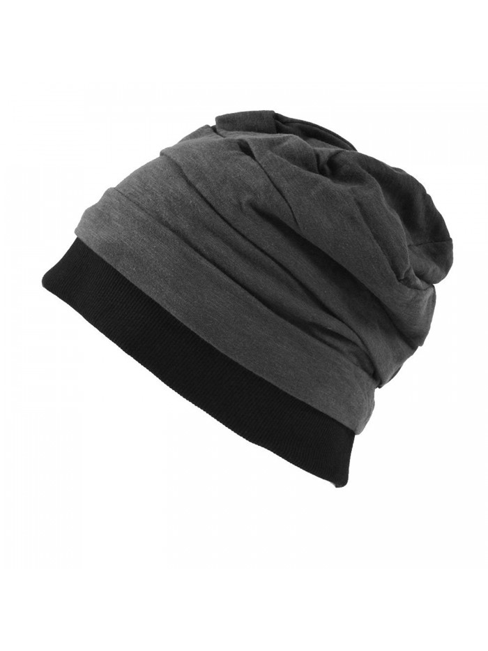 CHARM Casualbox Mens Womens Japanese Design Cotton Linen Big Beanie Hat Baggy Slouch - Dark Gray - C111BJHVERN