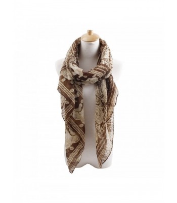 Herebuy - Designer Animal Scarves: Fashionable Elephant Print Scarf - Coffee - CN11QB9B7GR