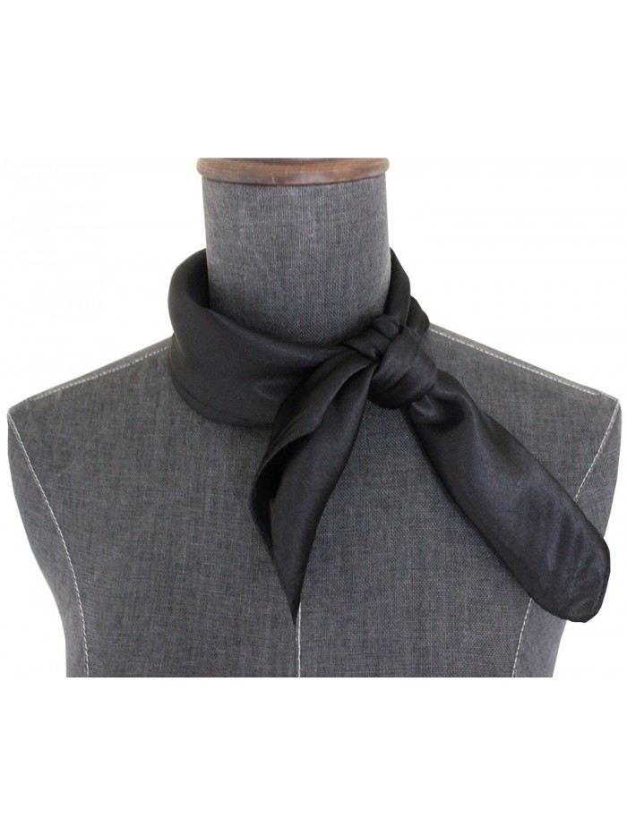 Silk square scarf pure color head scarf blend neckerchief - Black - CN12GAPO415