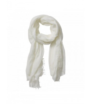Tickled Pink Classic Soft Solid Stylish Long Lightweight Pashmina-Like Cotton Blend Scarf 38 x 70" - Ivory - C0184WEA857