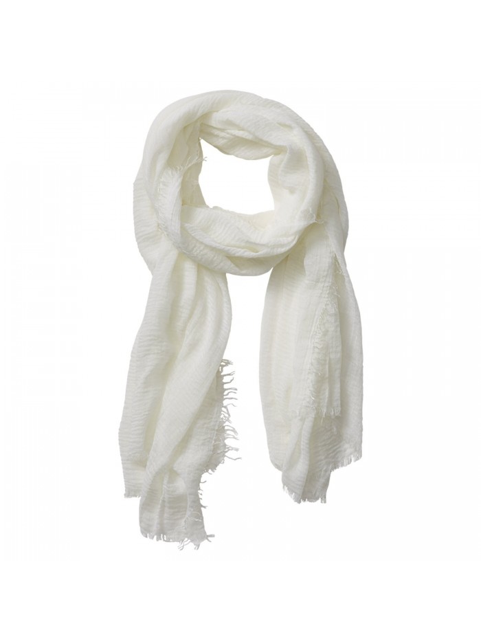 Tickled Pink Classic Soft Solid Stylish Long Lightweight Pashmina-Like Cotton Blend Scarf 38 x 70" - Ivory - C0184WEA857