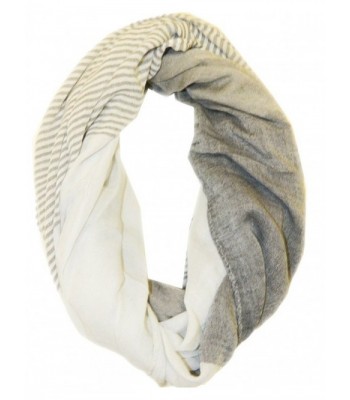 Marilyn & Main Women's Lightweight Striped Solid Infinity Soft Scarf - White - CO1223M15Z3