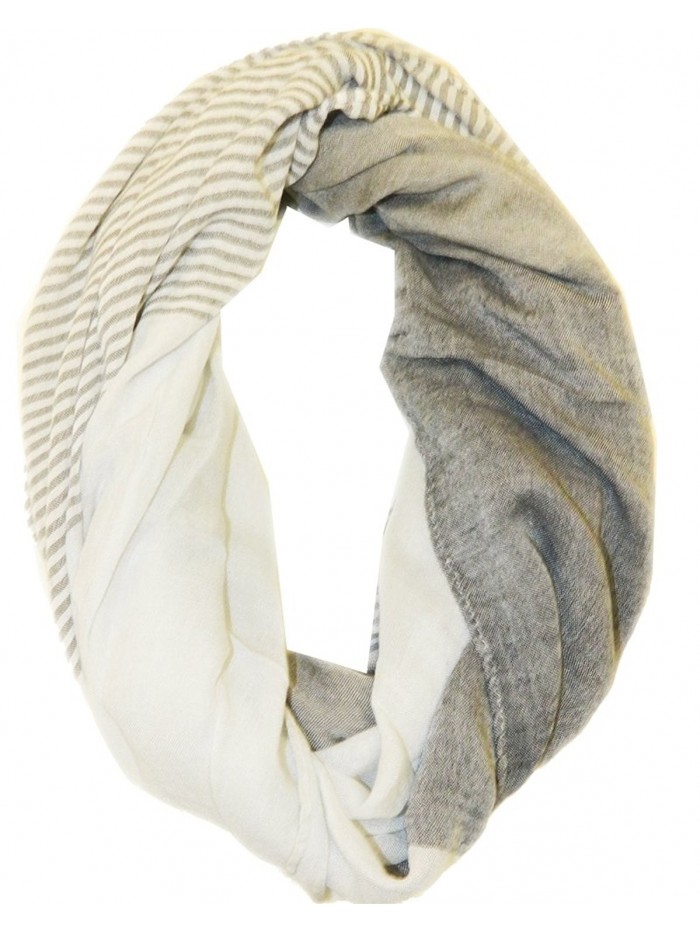 Marilyn & Main Women's Lightweight Striped Solid Infinity Soft Scarf - White - CO1223M15Z3