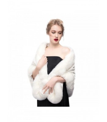 Women's Faux Fur Shawl Wrap Cape for Bridal Wedding Party Ivory - CH11S22I697