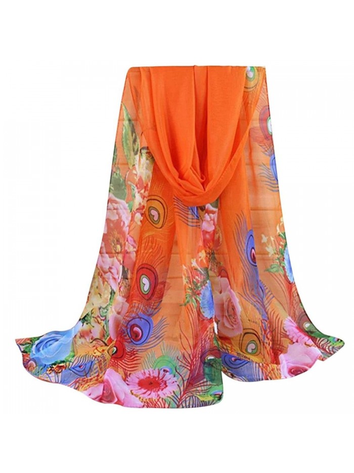 Shawl- New Lady Long Soft Wrap Silk Chiffon Scarf Scarves - X_orange - C0185TCXGG8