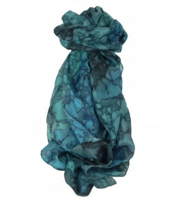 Mulberry Silk Hand Painted Long Scarf Classic French Blues by Pashmina & Silk - CO12J51Q681