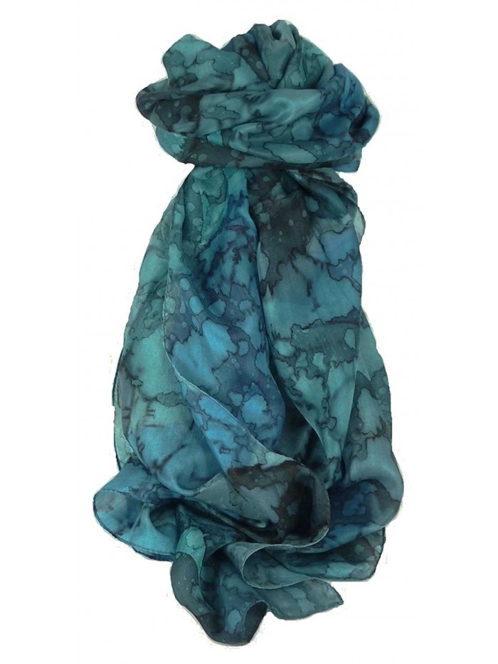 Mulberry Silk Hand Painted Long Scarf Classic French Blues by Pashmina & Silk - CO12J51Q681