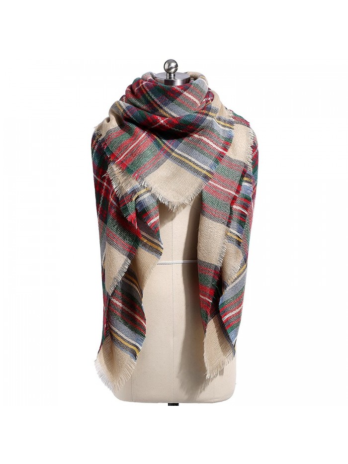 Plaid Blanket Scarf- Winter Warm Scarf Soft Cashmere Feel Wrap Shawl Scarves for Women with Tassels - Color4 - C518037G4SN