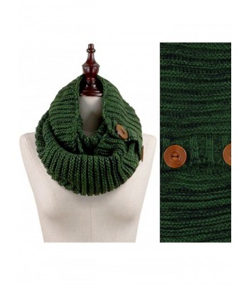 Stylesilove Wood Button Deco Two-tone Rib Knitted Cowl Scarf- 5 Colors - Green - CJ129ILB9CB