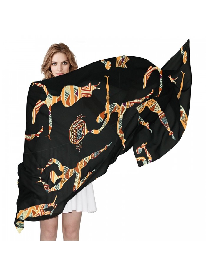 Women African Art Scarf- JSTEL Elegant Fashion Ladies Soft Wrap Shawl Chiffon Neckerchief - CN186KG7KUT