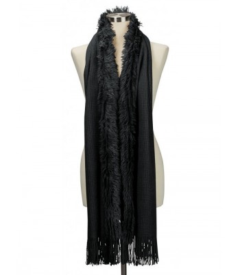 Womens Faux Fur Trimmed Shawl