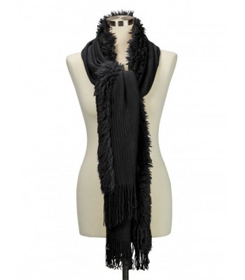 Womens Faux Fur Trimmed Shawl in Fashion Scarves