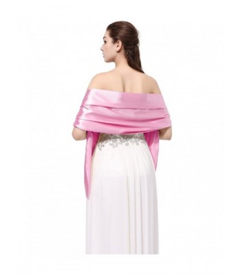 Kewl Fashion Women's Satin Bridal Evening Shawls and Wraps for Special Occasion - Pink - CE12EZHTHDL