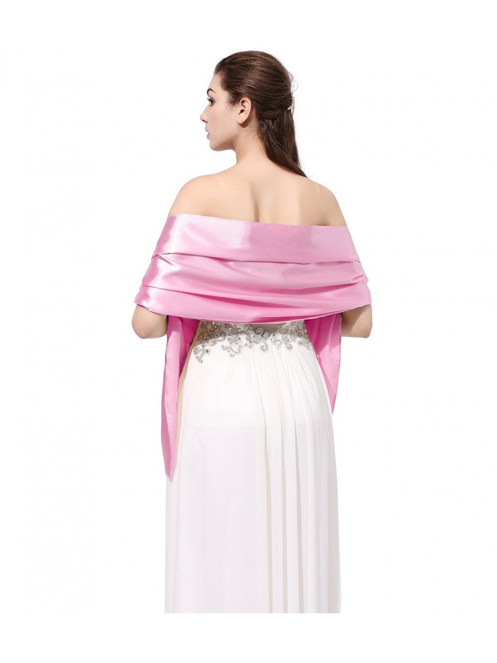 Kewl Fashion Women's Satin Bridal Evening Shawls and Wraps for Special Occasion - Pink - CE12EZHTHDL