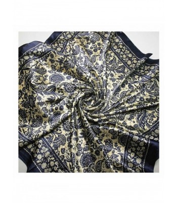 GOOTRADES Women's Big Square Scarf Imitated Silk Satin Kerchief Headcloth 90x90cm - C - CJ12KJF4ALV