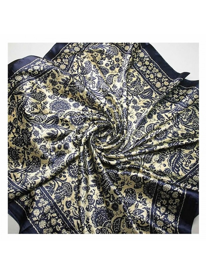 GOOTRADES Women's Big Square Scarf Imitated Silk Satin Kerchief Headcloth 90x90cm - C - CJ12KJF4ALV
