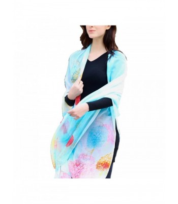 GSG Ladies Stylish Floral Scarves - Blue Floral - CP128Y7MN0H