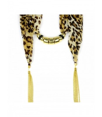 Tassel Chain Ends Leopard Jewelry Necklace Beaded Scarf Nl-2031-2 Colors - Nl-2031a-golden - CW11E87MX0N