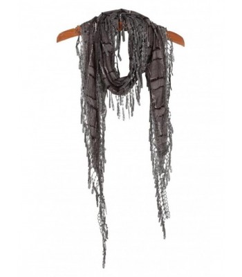 METERDE Women's Long Slim Tassel Cotton Neck Scarf Soft Knit Wrap - Grey - CF124H3RR03