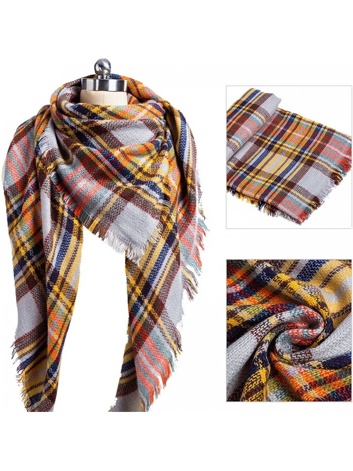 Women Plaid Blanket Shawl Scarf Fashion Warm Pashmina for Winter - Color 1 - C7187EZQLAY