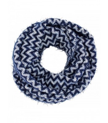 Navy Fuzzy Chevron Infinity Scarf