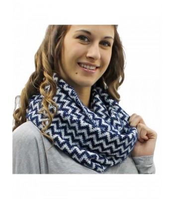 Navy Fuzzy Chevron Infinity Scarf in Cold Weather Scarves & Wraps