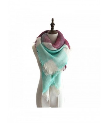 Women's Stylish Soft Plaid Warm Blanket Scarf Winter Large Gorgeous Wrap Shawl - Mint&purple - CS186CYGL2I