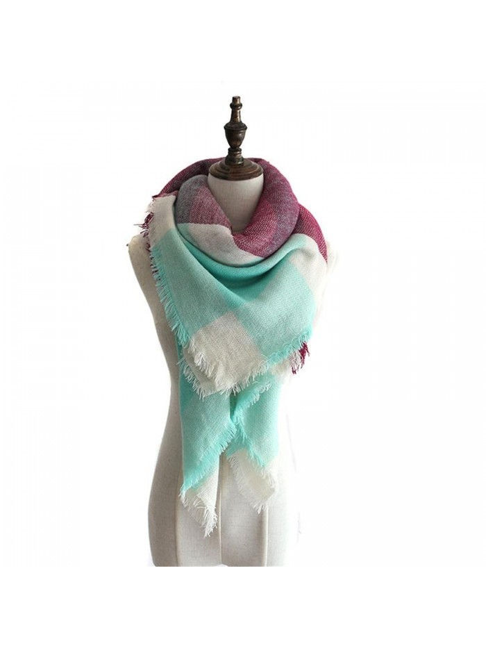 Women's Stylish Soft Plaid Warm Blanket Scarf Winter Large Gorgeous Wrap Shawl - Mint&purple - CS186CYGL2I