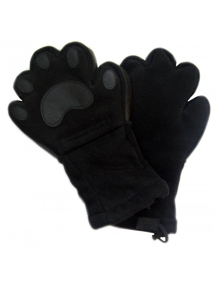 BearHands ThinsulateTM Fleece Mittens - with handy flap! (Adult) - Black - C311O520WGX