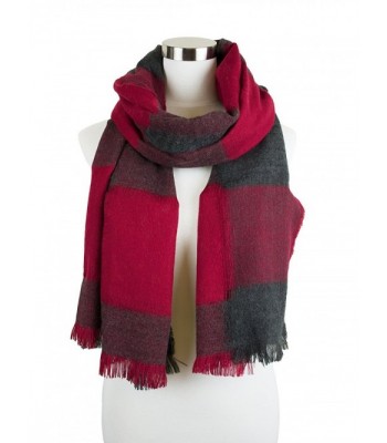 Womens Patterned Oblong Fringe Burgundy in Fashion Scarves