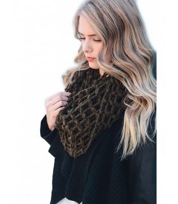 Women's Winter Fall Net Knit Infinity Scarf Cowl Wrap Scarves YS-3684 - Dark Olive - CB188G5U8QG