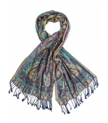 Bohomonde- Jyati Scarf- Pashmina Indian Paisley Traditional Jacquard Scarf - hand made in India - Periwinkle - C512MQ6QV4V