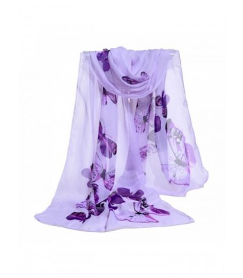 Deamyth Women Chiffon Scarf Colorful Butterfly Clear Wrap Shawl Headscarf - Purple - C612O2LSBH1