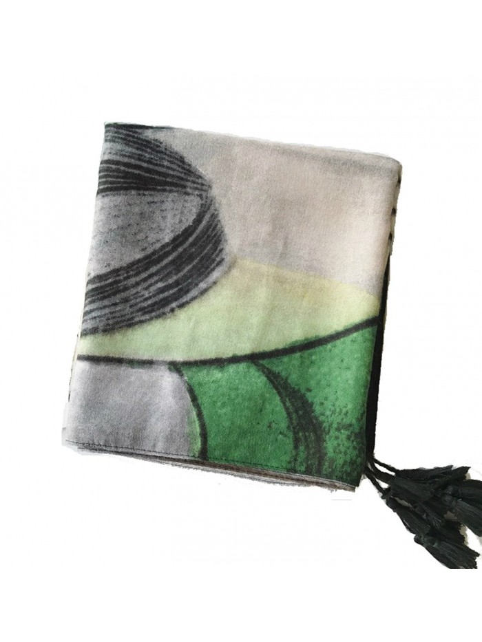 WS Natural Lightweight Scarves: Fashion Shawl Wrap Scarf For Women - Painting Green - C8188SIIR8R