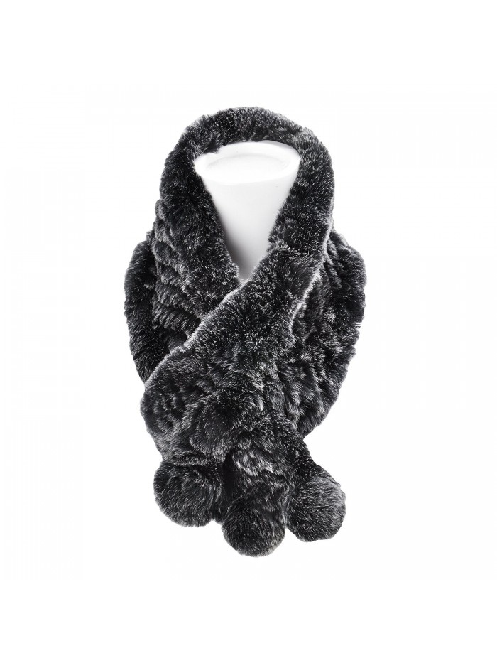 ZLYC Women's Winter Pull-Thru Rex Rabbit Fur Scarves Wrap Collar - Black - C31876XN8LY ZLYC Women's Winter Pull-Thru Rex Rabbit Fur Scarves Wrap Collar - Black - C31876XN8LY