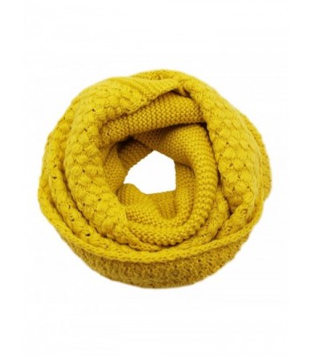 Girls Women Fashion Solid Thick Knitted Scarf Winter Warm Infinity Loop Scarf Thick Neckerchief - Yellow - CP1870R9YXE