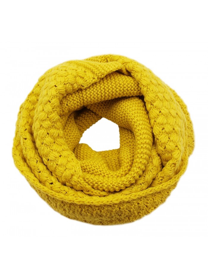 Girls Women Fashion Solid Thick Knitted Scarf Winter Warm Infinity Loop Scarf Thick Neckerchief - Yellow - CP1870R9YXE