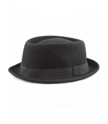 The Hat Depot 1400HE14 Unisex 100% Wool Felt Porkpie Style Hat - Black - C5126SM1V2B