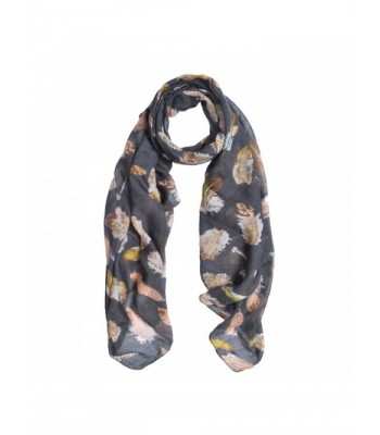 Elegant Women's Feather Print Fashion Scarf Wrap - Different Colors - Grey - CW12LR8UTND