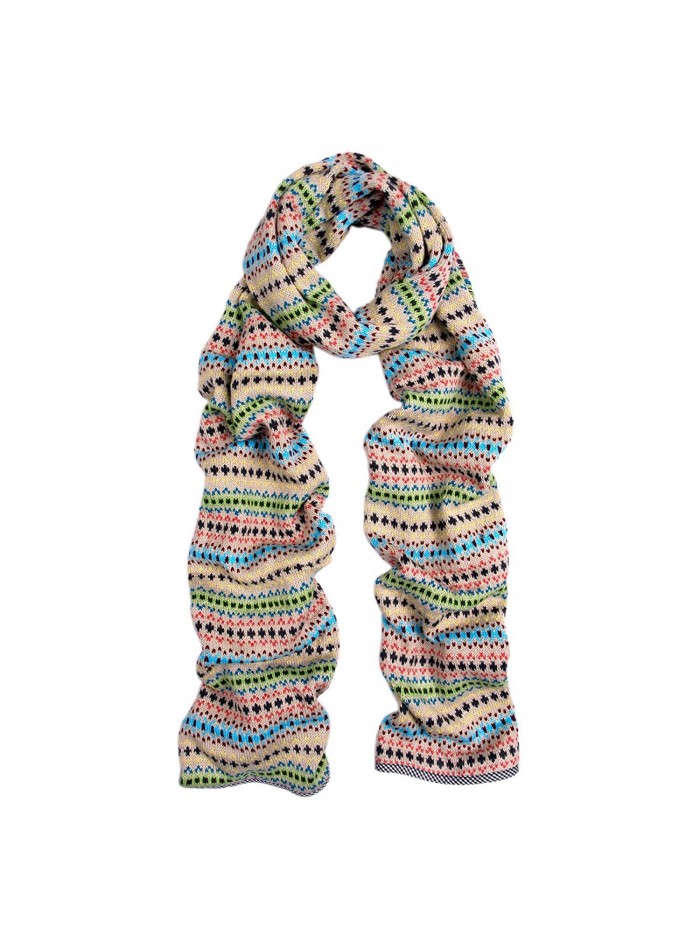 Premium Multi Color Fair Isle Knit Long Warm Winter Scarf - Diff Colors Avail - V2 - CO11HQJEHGX