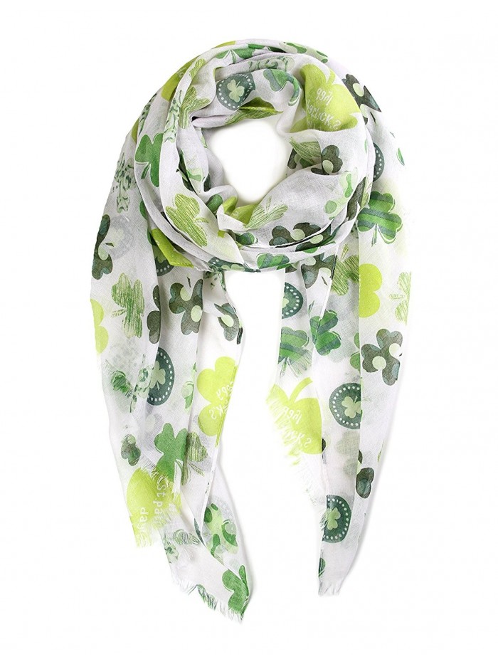 Mix & Match Women's St Patrick's Day Clover Shamrock Scarf - 465-white - C212NS3PY12