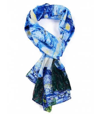 Salutto Women 100% Silk Scarf Van Gogh Monet Famous Painter Painted Scarves - 64 - C412JFXYPW3