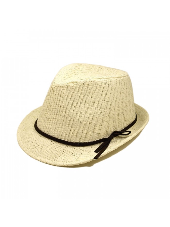 Young Adult Teen's (6-12) White Fedora Straw Hat - CU1109WLCAH