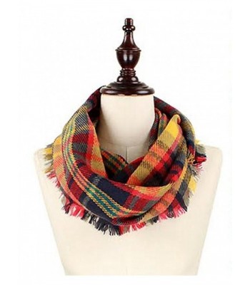 StylesILove Plaid Lovers Collection Womens Infinity Scarf Regular Scarf - Woven Plaid Navy-red - CC12N2TYMHR