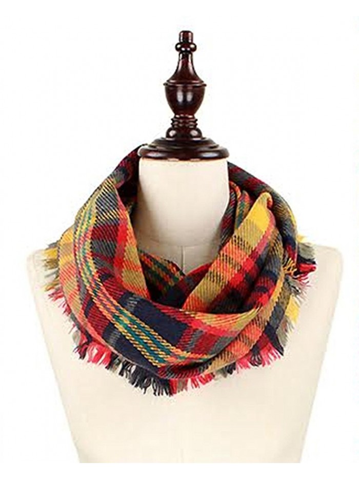 StylesILove Plaid Lovers Collection Womens Infinity Scarf Regular Scarf - Woven Plaid Navy-red - CC12N2TYMHR